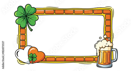 Vibrant Hand-Drawn Vector Illustration for Saint Patrick's Day with Beer and Clover