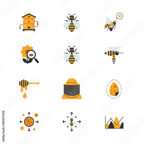 Bee Icons - A Collection of Honeybee and Beekeeping Symbols.