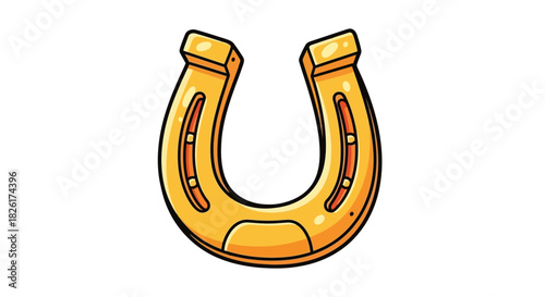 Golden horseshoe illustration Symbol of good luck and fortune on a white background