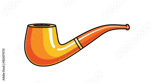 Vibrant cartoon illustration of a classic smoking pipe with a distinctive design, perfect for adding a touch of vintage charm or a nostalgic element to any project