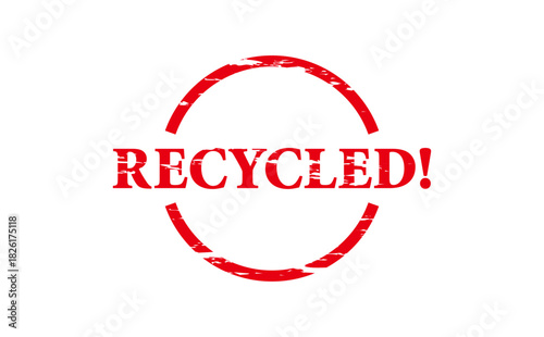 RECYCLED! - Red Rubber Stamp with text RECYCLED!
