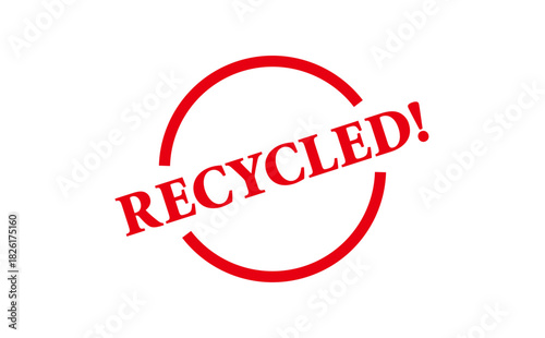 RECYCLED! - Red Rubber Stamp with text RECYCLED!
