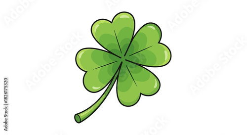 A vibrant, detailed illustration of a four-leaf clover, symbolizing luck and good fortune, rendered in a clean, modern style