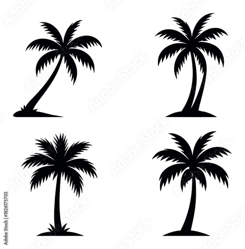 Silhouetted palm trees at night: tropical evening scene