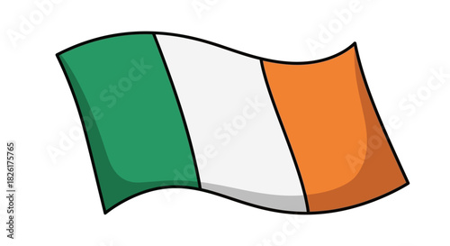 Vibrant illustration of the waving Irish national flag, symbolizing heritage, culture, and national identity