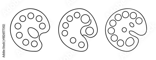 Three artist's palettes, a symbol of art and creative design