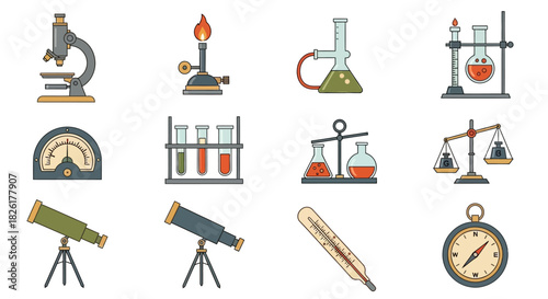 Collection of Science Laboratory Equipment and Tools for Research and Experimentation.