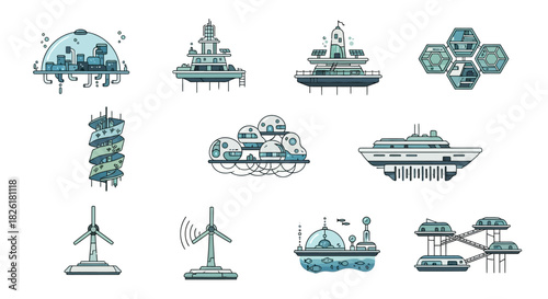 Futuristic Floating City Concepts - Sustainable Energy and Architecture.