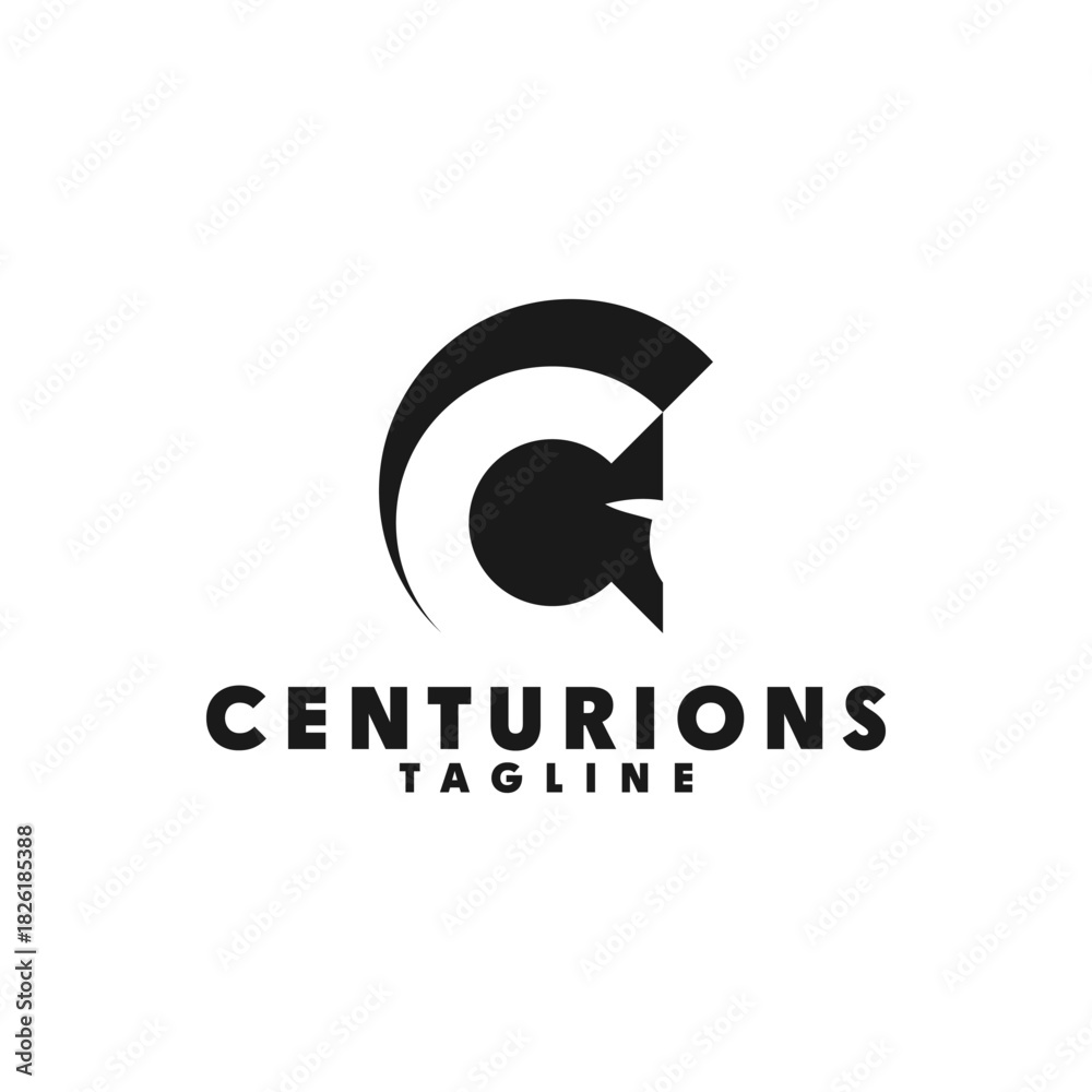 Obraz premium Creative initial C logo with a Roman centurion helmet icon. A powerful and modern graphic symbol for brand identity