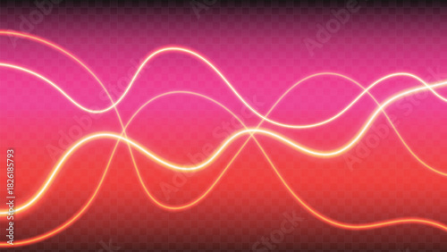 Elegant glowing neon lines with vibrant pink and orange colors create a mesmerizing modern background for stylish projects and designs, adding a touch of futuristic flair