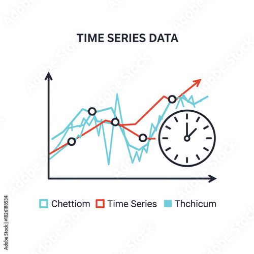 Time Series Data Analysis with Trend Lines and Clock Icon.