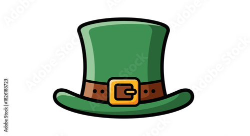St. Patrick's Day Top Hat: Festive Green Hat with Buckled Belt, Illustration for Celebration