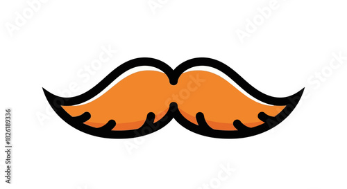 Bold Orange Moustache Illustration: A Cheerful and Classic Design Element for Fun Projects