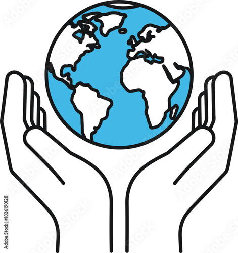 Hands holding the earth globe representing care for the planet and environment