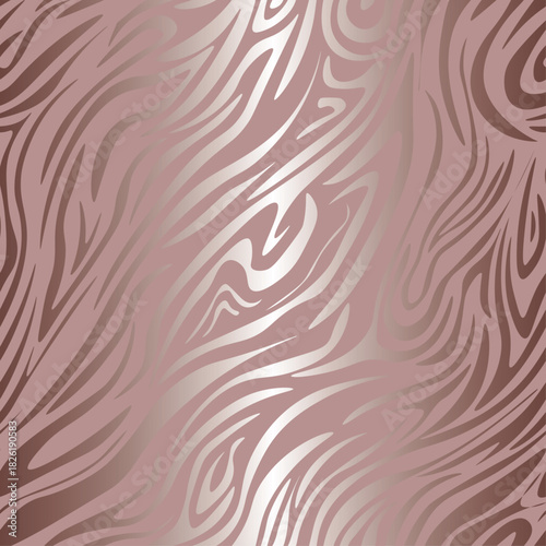 Striped zebra seamless vector pattern in dusty rose color. Satin-shine animal stripes on a matte background create a boho print in calm beige tones. Soft glow for wallpaper and fabric in neutral colou