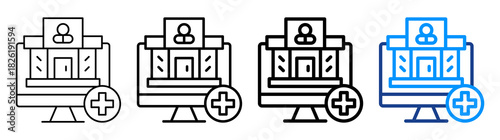 Online Pharmacy Icon Different Style Outline Collection Set