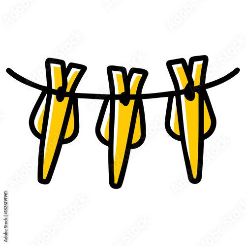 a flat gradient outline icon of a clothesline with clothespins for web and graphic design