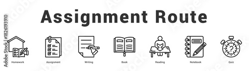 Assignment Route Modern and clean web banner illustration featuring thematic icons for visual communication