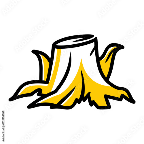 a flat gradient outline icon of a fallen tree stump for web and graphic design