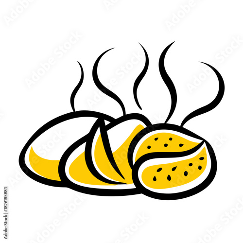 a flat gradient outline icon of garlic bread for web and graphic design