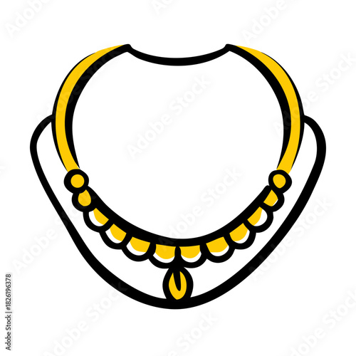 a flat gradient outline icon of a gold necklace for web and graphic design