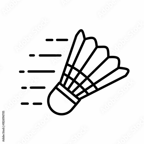 Badminton shuttlecock line art icon