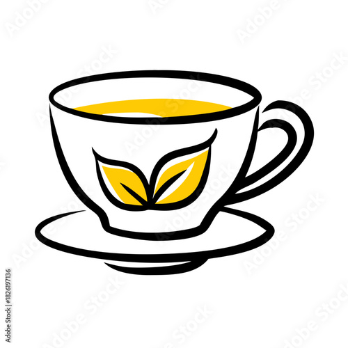 a flat gradient outline icon of an herbal tea cup for web and graphic design