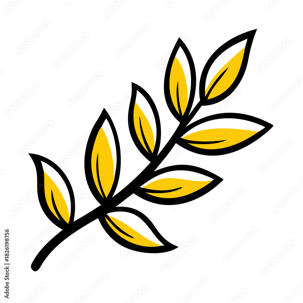 Fototapeta premium a flat gradient outline icon of a leaf branch for web and graphic design