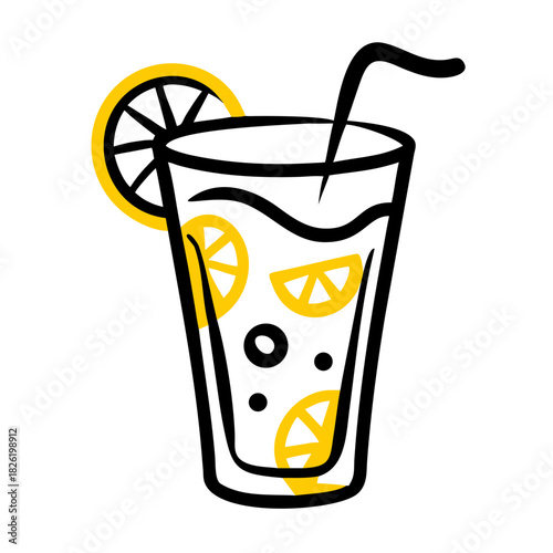 a flat gradient outline icon of a lemonade glass for web and graphic design