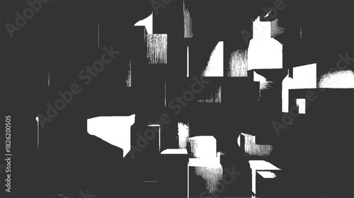 Abstract geometric shapes and lines in grayscale with textured patterns vector