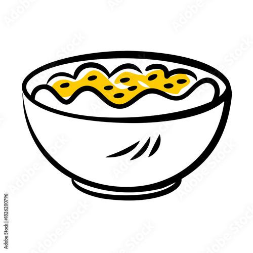 a flat gradient outline icon of an oatmeal bowl for web and graphic design