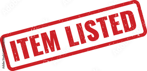 This image shows a red rectangular rubber stamp indicating an item has been listed for sale