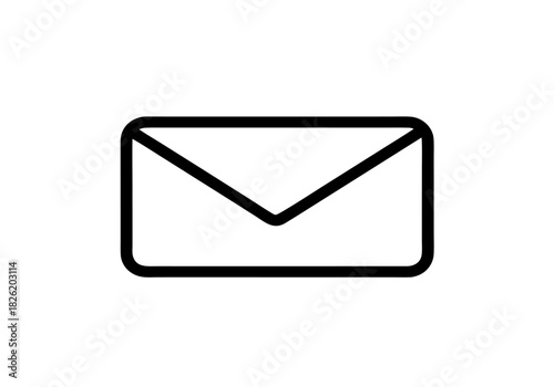 Simple black and white illustration of a closed envelope, representing mail, communication, and correspondence in a clean, minimalist design