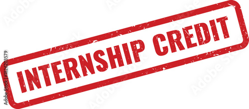 Red rubber stamp indicating internship credit for educational or professional programs