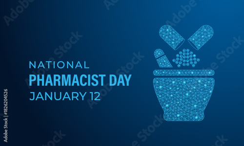 National Pharmacist Day celebrates of low poly style the dedication of pharmacists who ensure safe medication, precise guidance, and trusted healthcare support for communities. Banner poster design.