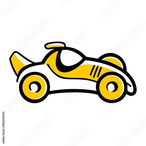 a flat gradient outline icon of a race car toy for web and graphic design