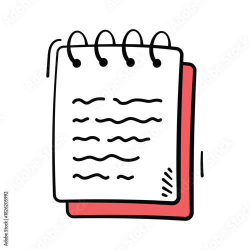 Well designed amazing doodle style icon of notebook, homework, reminders, and school notes