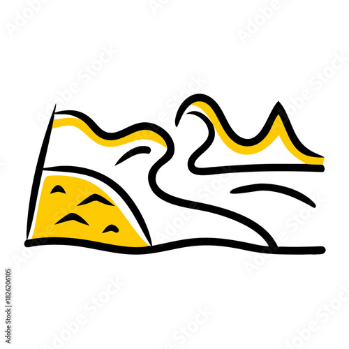 a flat gradient outline icon of a river landscape for web and graphic design