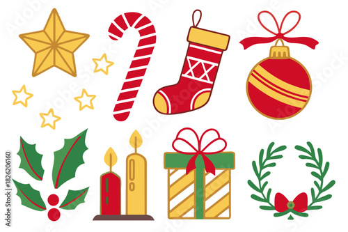 Christmas Stickers Set – Holiday Gifts, Candy Cane, Decorations
