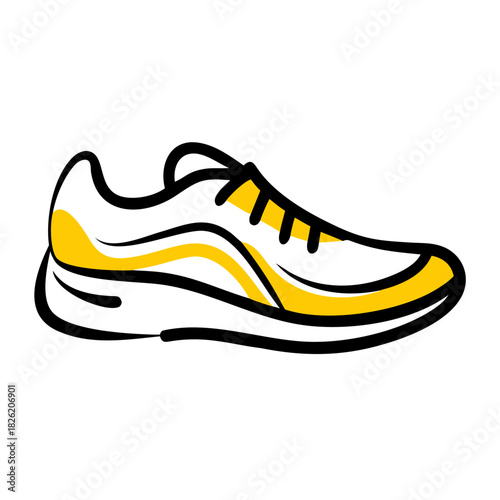 a flat gradient outline icon of running shoes for web and graphic design