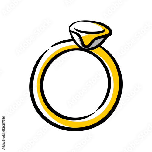 a flat gradient outline icon of a silver ring for web and graphic design
