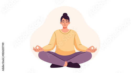 Serene Person Meditating for Inner Peace and Mental Clarity in a Quiet State, Cultivating Emotional Balance and Holistic Well-being