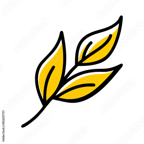 a flat gradient outline icon of a simple leaf doodle for web and graphic design