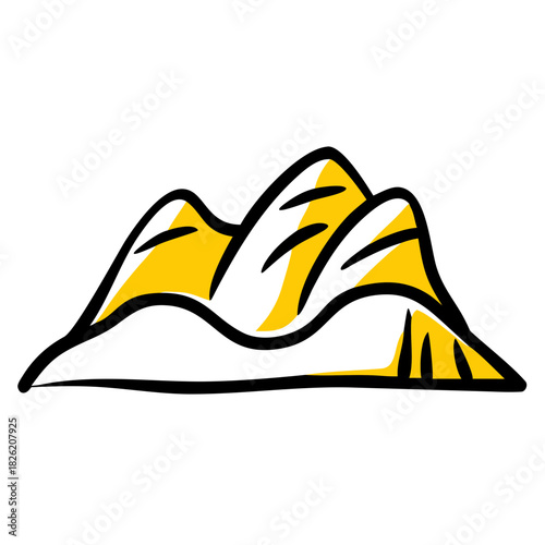a flat gradient outline icon of a sketch mountain for web and graphic design