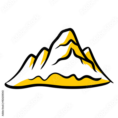 a flat gradient outline icon of a snowy mountain for web and graphic design