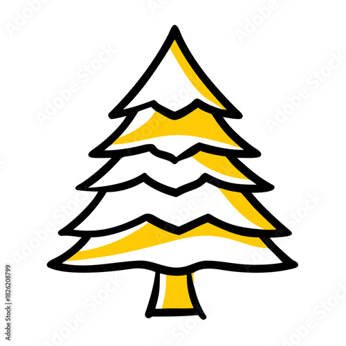 a flat gradient outline icon of a spruce tree for web and graphic design