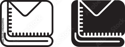 Email message envelope icon in black and white two versions