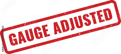 Red Gauge Adjusted grunge rubber stamp vector for measurement correction or setting modification
