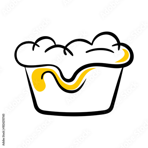 a flat gradient outline icon of a washing tub for web and graphic design