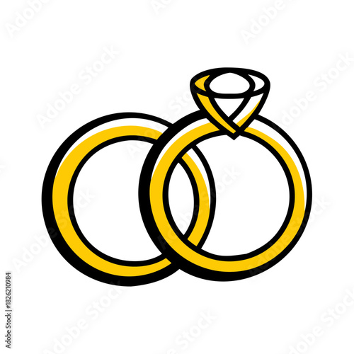 a flat gradient outline icon of a wedding ring pair for web and graphic design